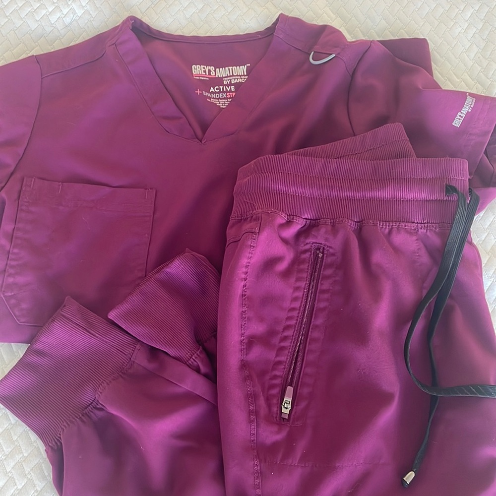 Burgundy Greys Anatomy Barco Scrub pants